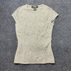 Express Sweater Womens XS Gray 100% Cashmere Crew Neck Cap Sleeve Pocket Knit